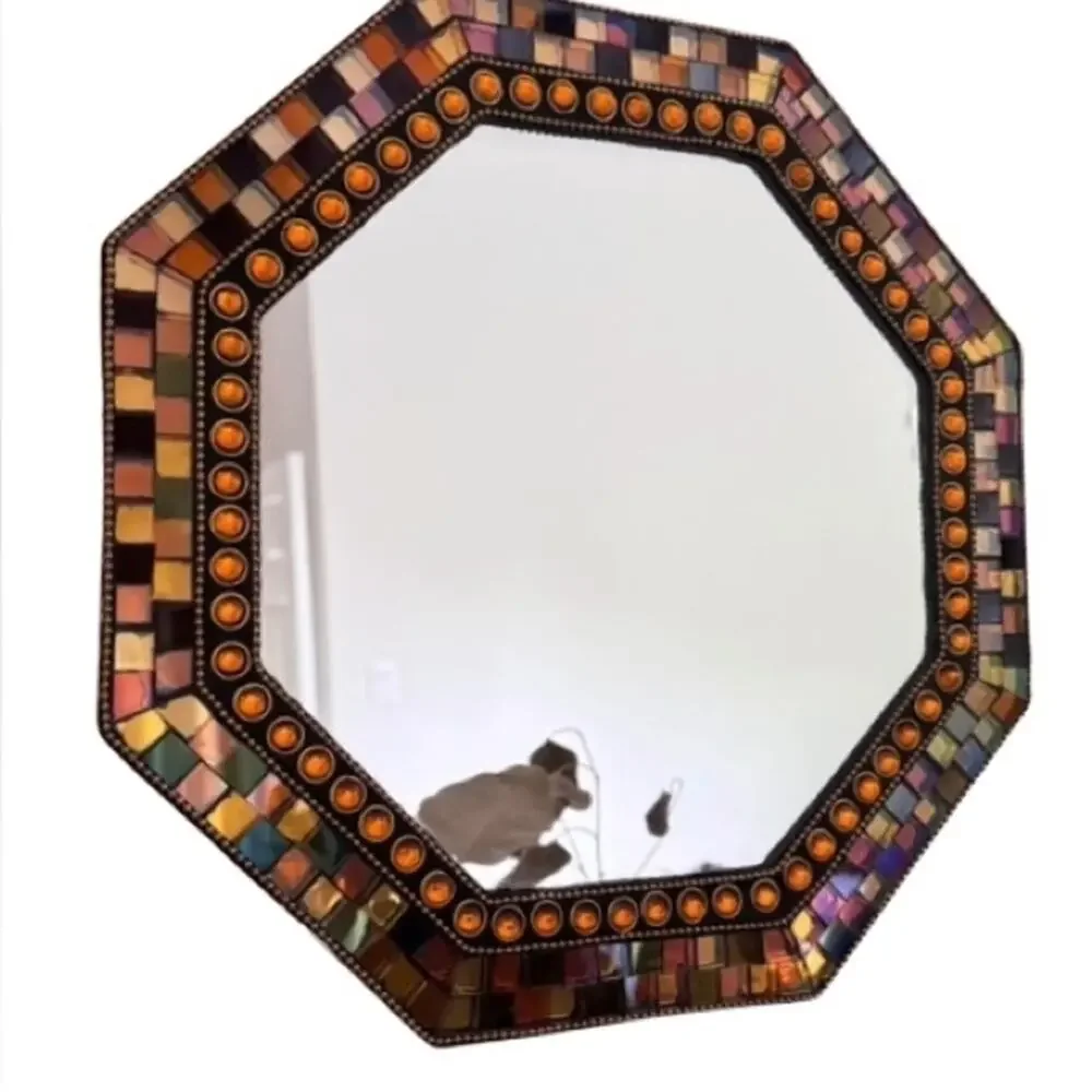 NIB! PartyLite GLOBAL FUSION Mirror Candle Tray P9713 Mosaic Tile Glass - Picture 2 of 4